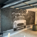 Peel And Stick Wallpaper To Make Your Garage Door Less Ugly Inside